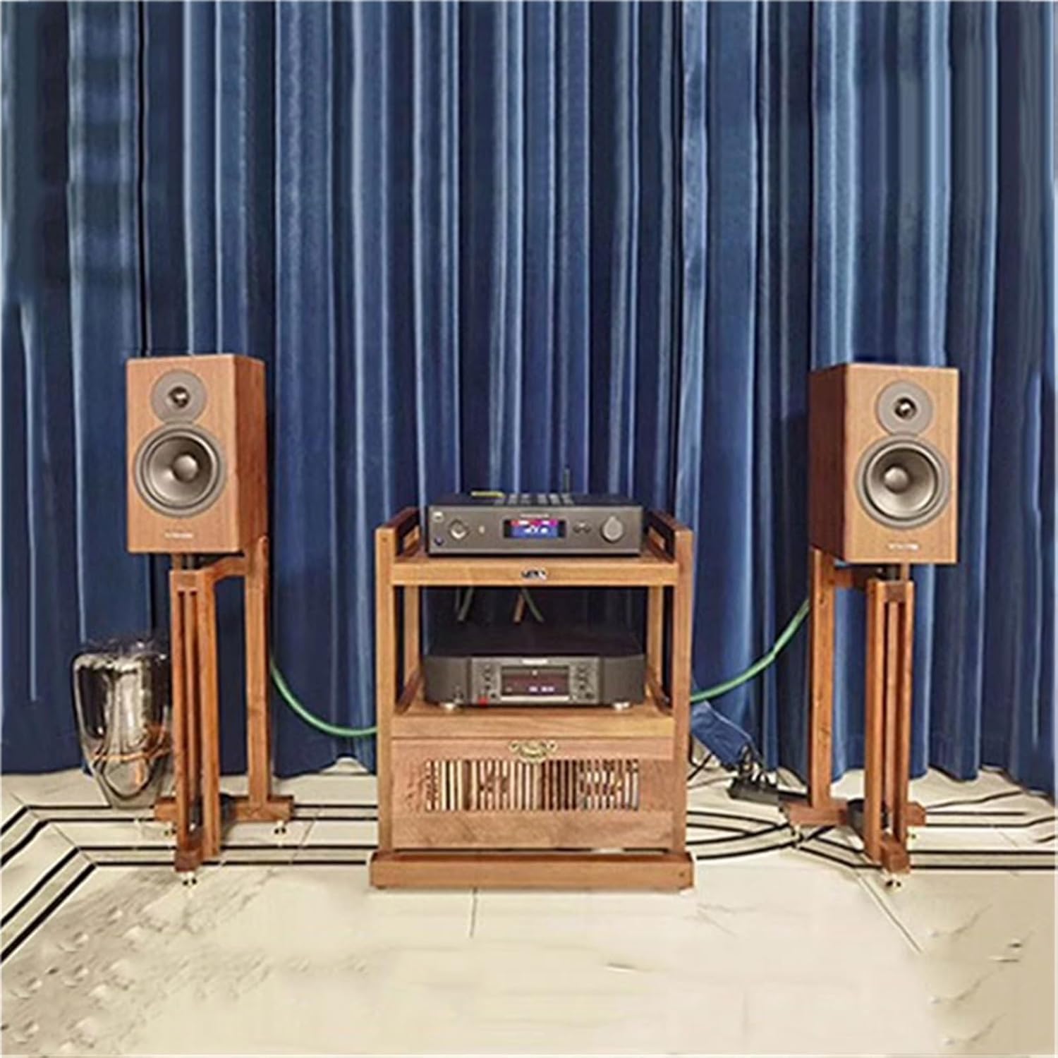 Audio Rack Audio Rack Amplifier Cabinet Amplifier Rack Sound Rack Cabinet Solid Wood Professional Placement Rack with Drawer Sound Cabinet Media Cabinet(61 * 53 * 91cm)