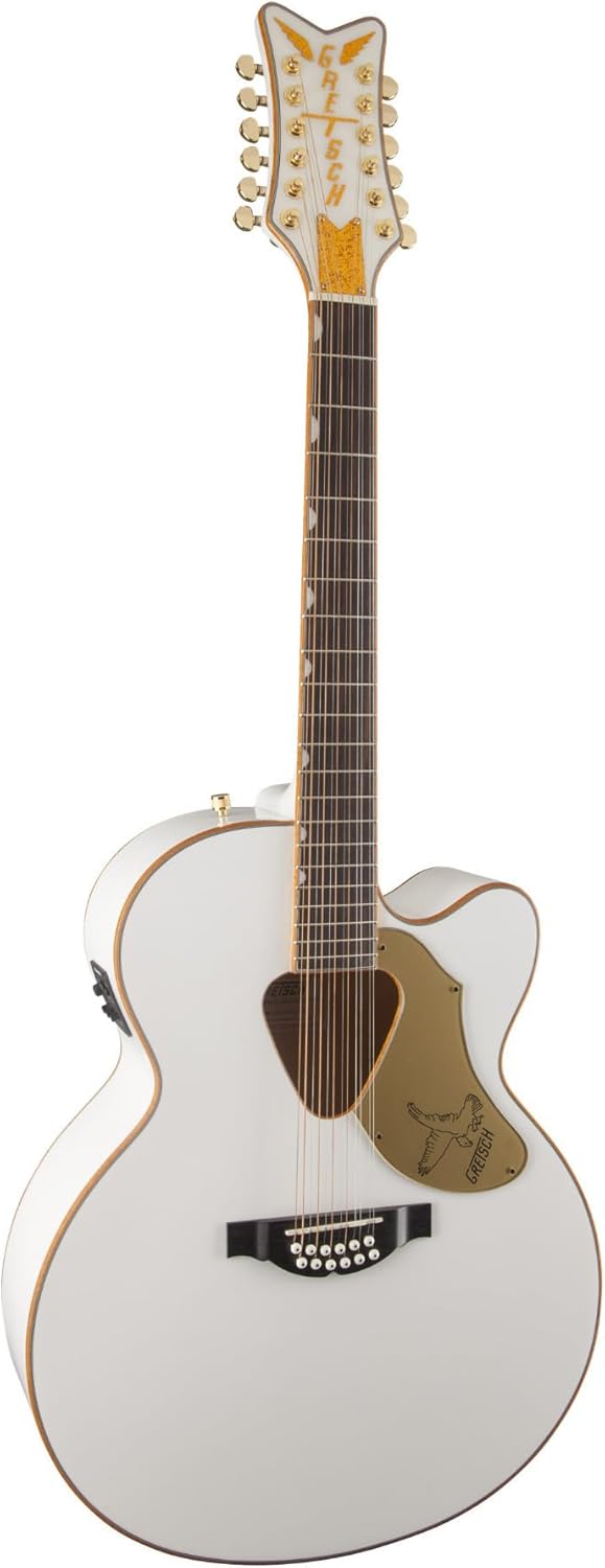 Gretsch G5022CWFE-12 Rancher Falcon 12-String Acoustic-Electric Guitar Right-Handed (White) Bundle with Protective Sturdy Wood Case (2 Items)