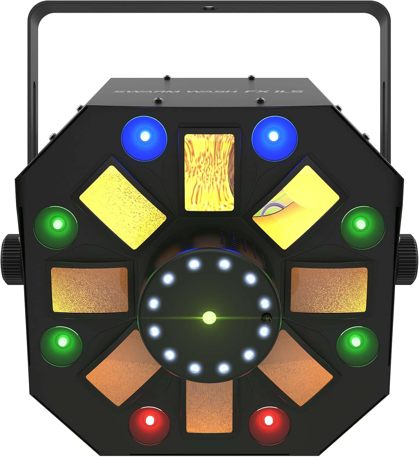 Audiosavings Bundle: Chauvet DJ Swarm Wash FX ILS RGBAW+UV DMX LED Rotating Derby/L-Beam/Strobe Light Bundle with Rockville RLB40 Padded Travel Bag for Chauvet or American DJ Effect Lights (2 Items)