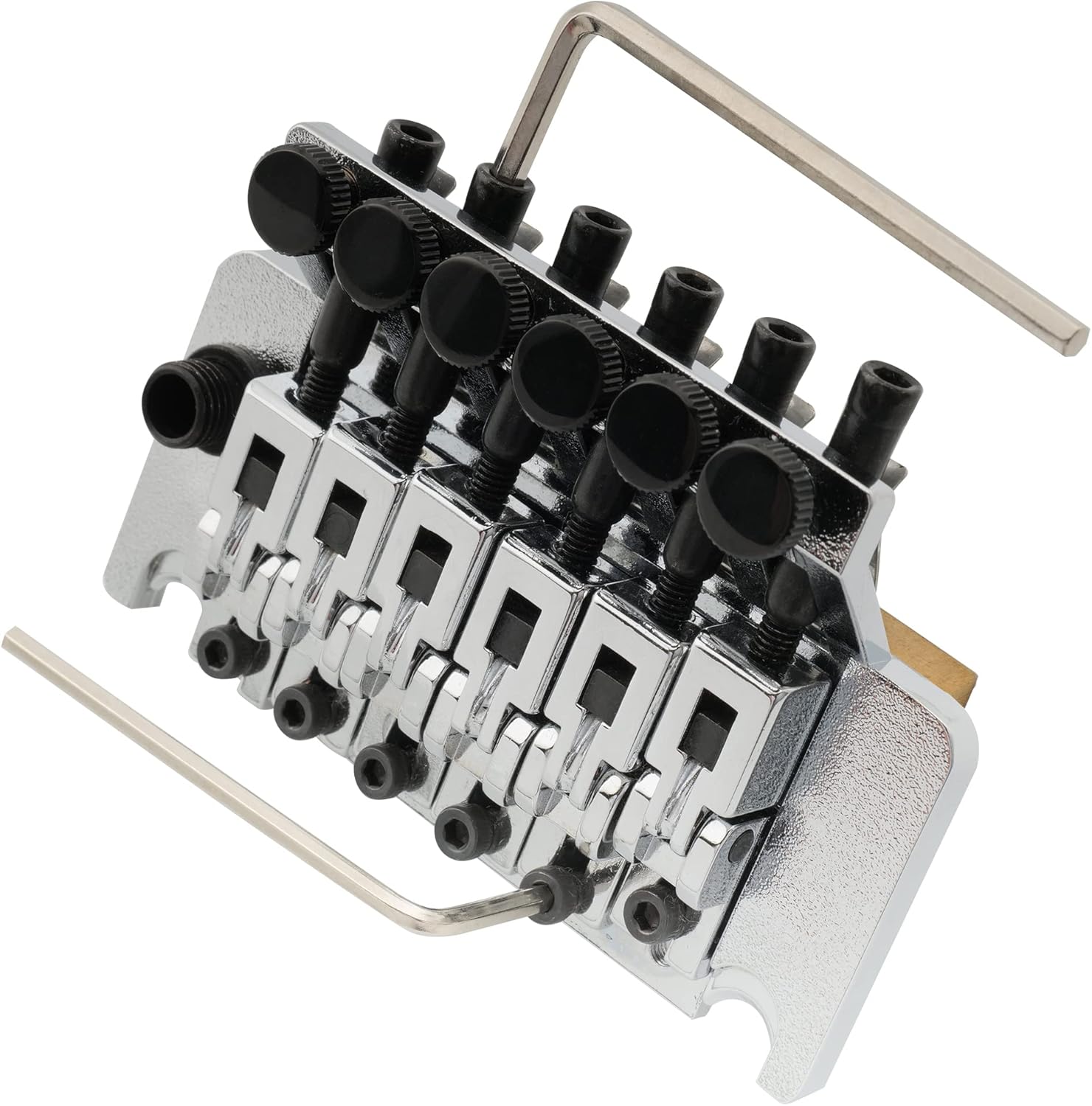 Musiclily Pro BL002 54mm (2-1/8 inch) Double Locking Tremolo Bridge with 34mm Full Solid Brass Block for Floyd Rose Style Electric Guitar, Chrome