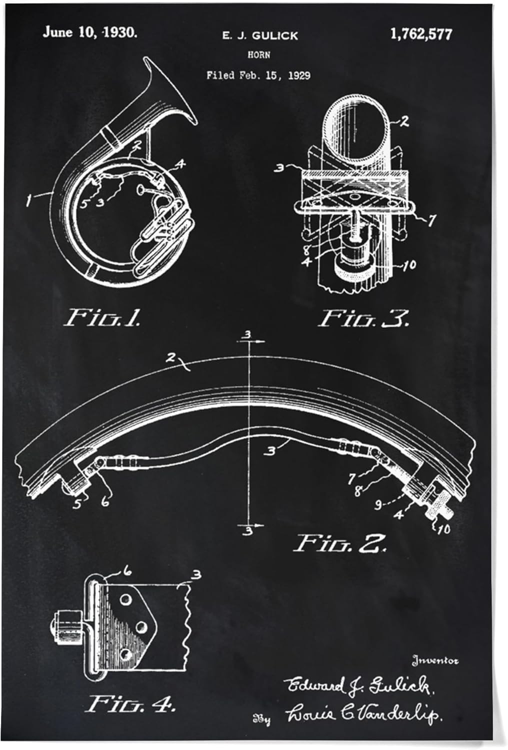 Lantern Press 36x54 Inch Giclee Print, Blackboard Patent, Sousaphone