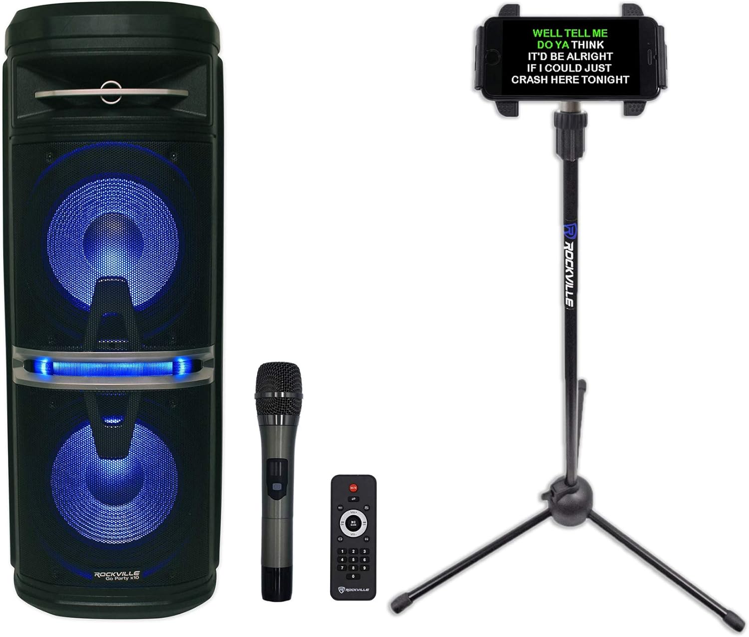 Rockville Karaoke System Bundle: Go Party X10 Dual 10