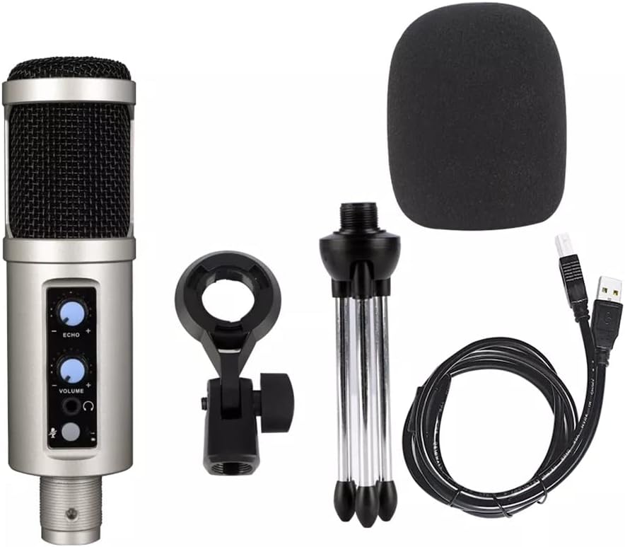 USB Microphone for Recording/Streaming/Games, Professional Microphone for PC/Laptop, Voice Volume Control (A 4.3 * 16.2cm)