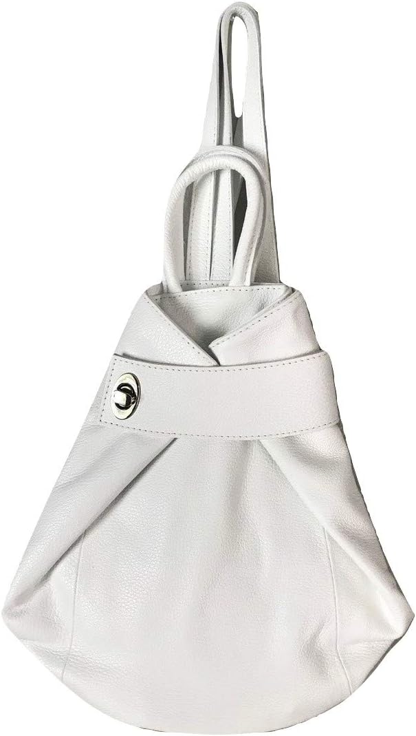 Stella Convertible Leather Backpack Purse for Women – Anti-Theft Italian Tote Bag for Travel, Work & Casual (White)