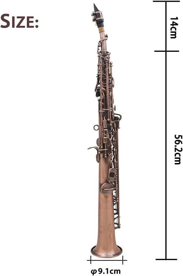 Professional Red Bronze Straight Bb Soprano Saxophone Sax Woodwind Instrument Abalone Shell Key Carve Pattern