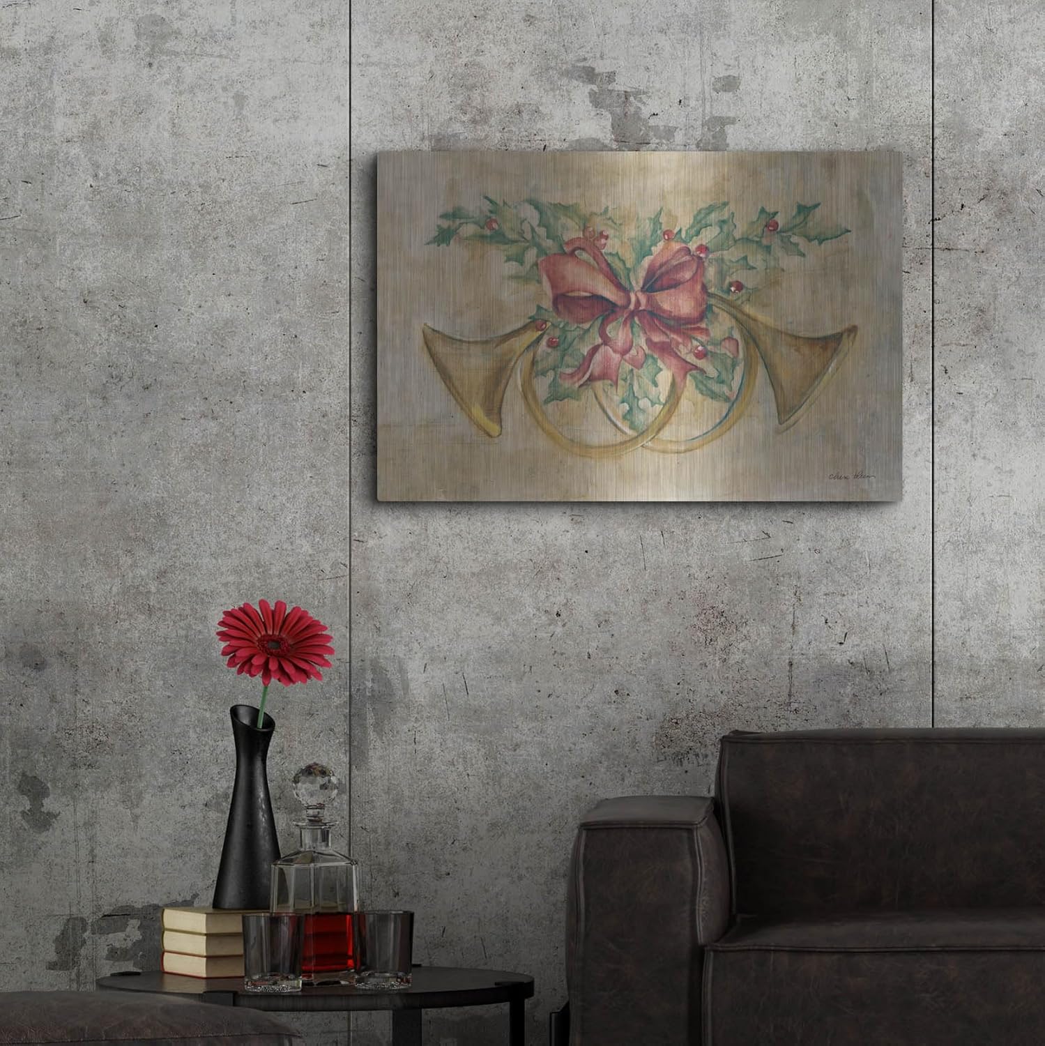 'Holiday French Horns' by Cheri Blum Metal Wall Art, 36