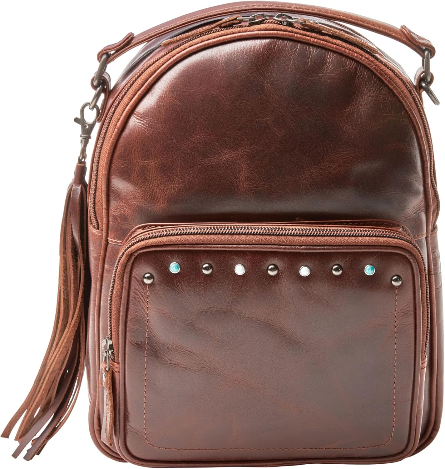 Lady Conceal Concealed Carry Sawyer Leather Backpack (Cognac)