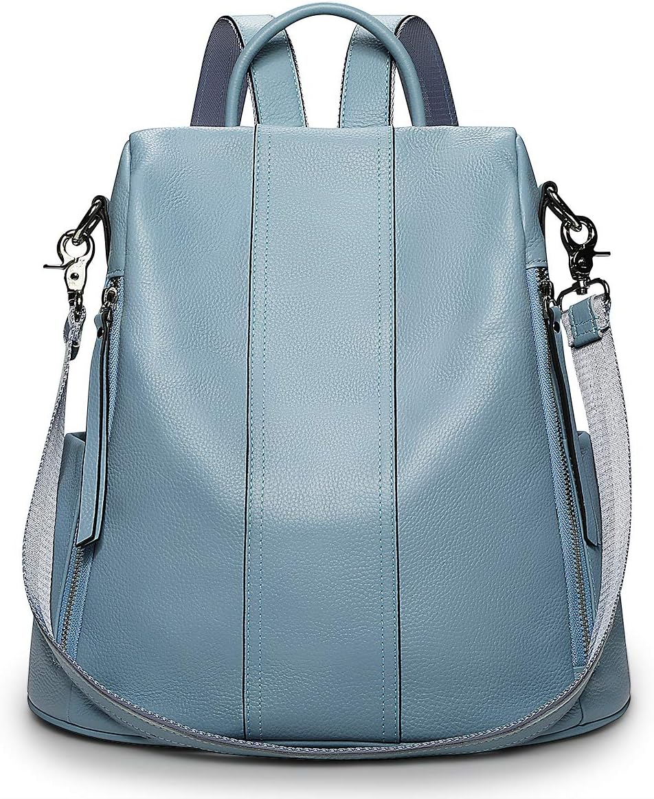 S-ZONE Leather Backpack Purses for Women Antitheft Rucksack Shoulder Bag Medium