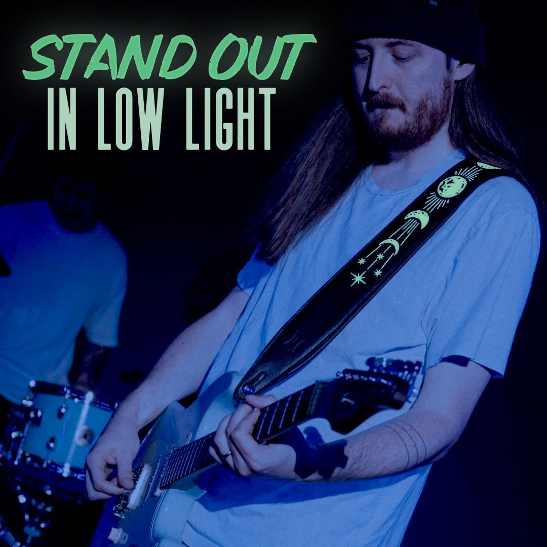 Levy's Leathers Night Life Series Genuine Leather Strap with Glow-in-the-Dark Embroidery Spider Web Pattern, Black (MG317NL-001)