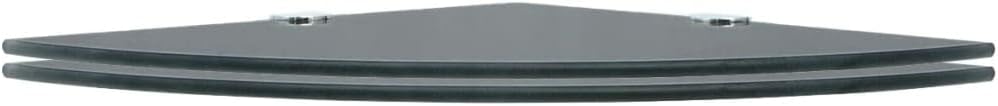 Corner Shelves 2 pcs with Chrome Supports Glass Black 13.8