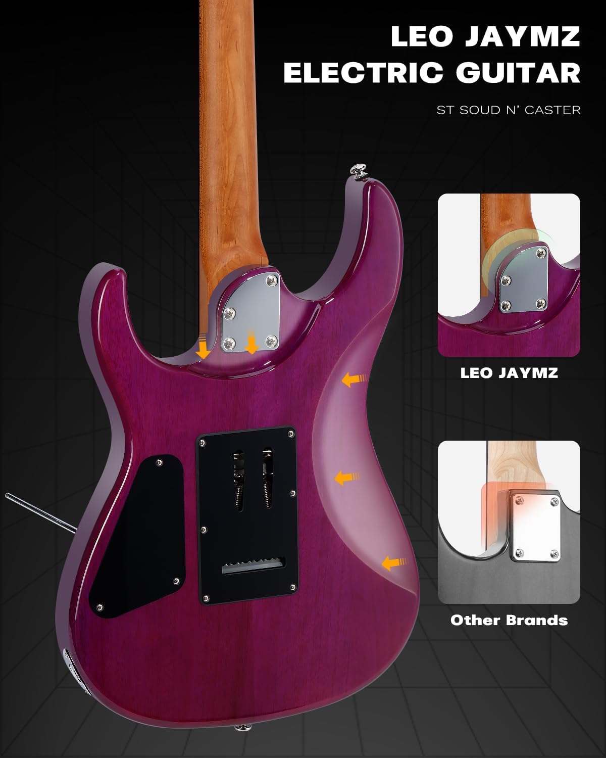 Leo Jaymz ST Pro Electric Guitar with Coil-Split, Roasted Maple Neck, Rosewood Fingerboard, Mahogany Body, Alnico 5 Pickups