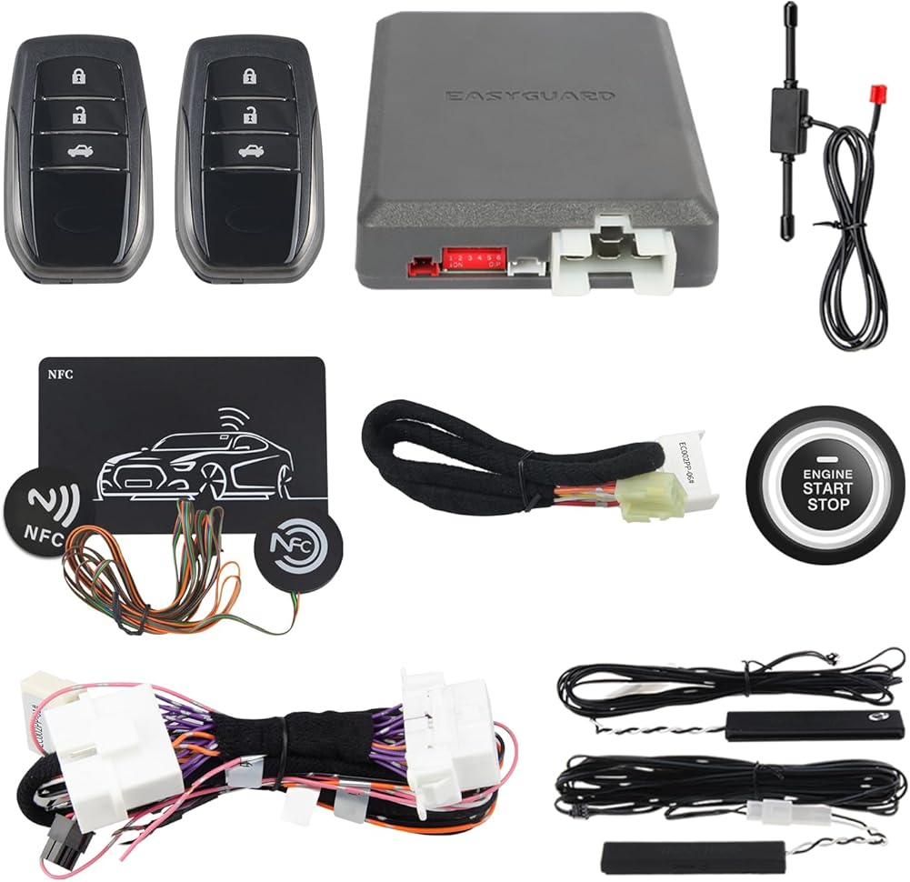 EASYGUARD EC002PP-T2 Remote Starter PKE kit Push Start Button fit for Select Toyota Camry CAN Bus Compatible (Fit for Key Start Petrol Camry 2006-2014)