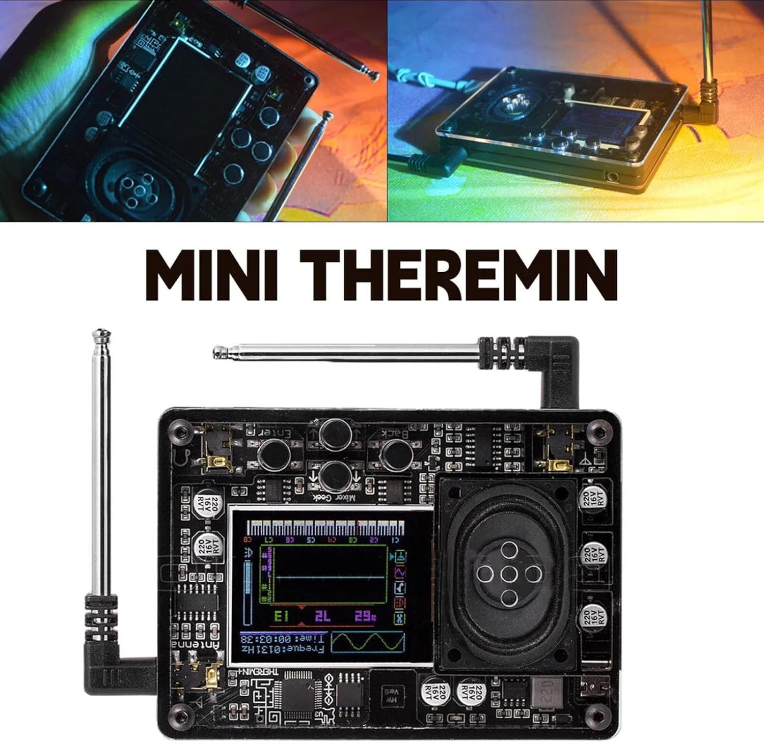 Type C Theremin Mini Theremin with Color Display and Over 70 Voices, for Beginners, Portable Electronic Instrument for Music Lovers