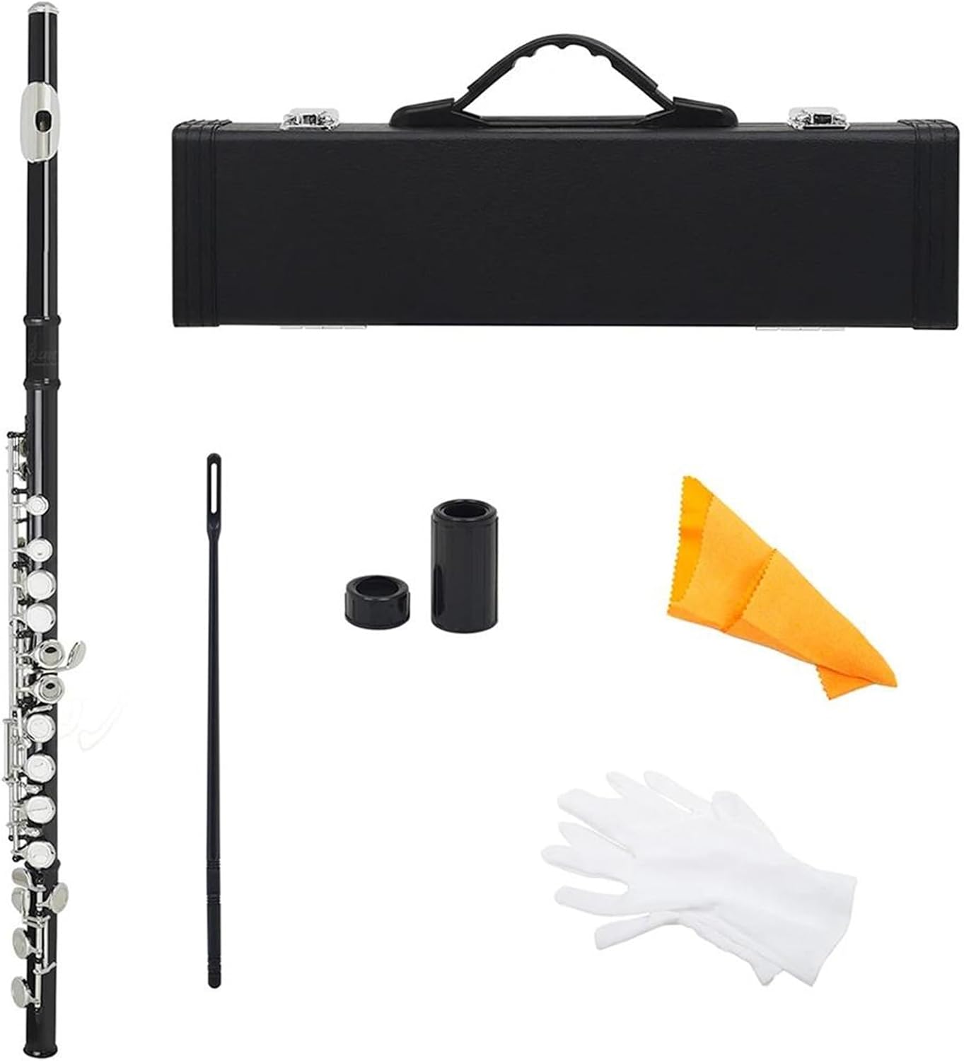 VBDEFRT 16 Hole Flute Woodwind Instrument Black C Key Brass Flute With Leather Box Musical Instrument Accessories