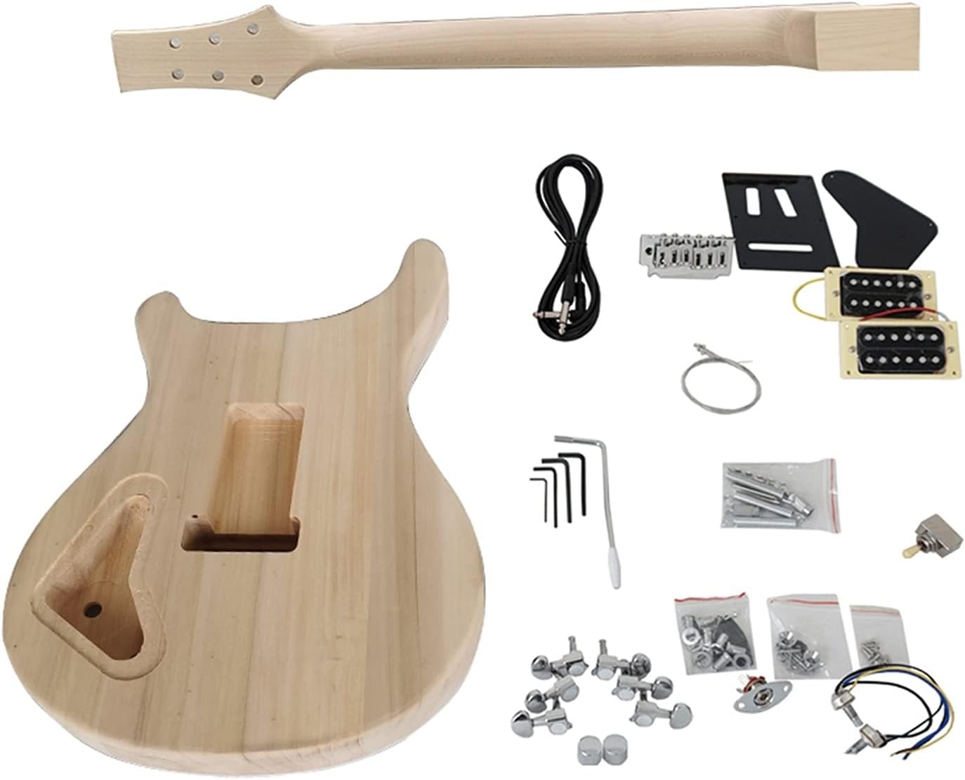 Unfinished Guitar Kit Unfinished DIY PRS Electric Guitar Kits Basswood Body Musical Instrument Guitar with All Hardwares Handmade ​Guitar Body (Color : EK010)