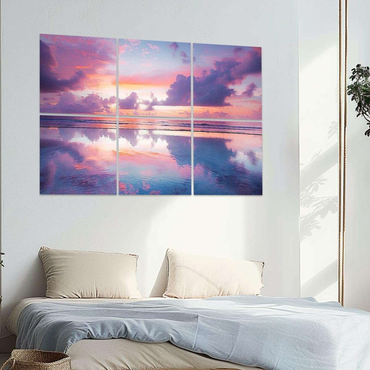 6 Pack Art Acoustic Panels Sunset sea Soundproof Wall Panels, 48