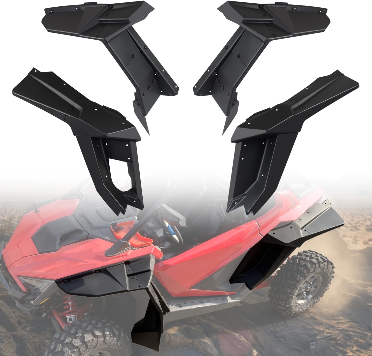 XXL Extended Fender Flares Compatible with 2020-2024 Polaris RZR PRO XP/XP 4; RZR PRO R/Turbo R Accessories Front & Rear Extensions Full Coverage Mud Flaps Mud Guards Replacement for 2884685