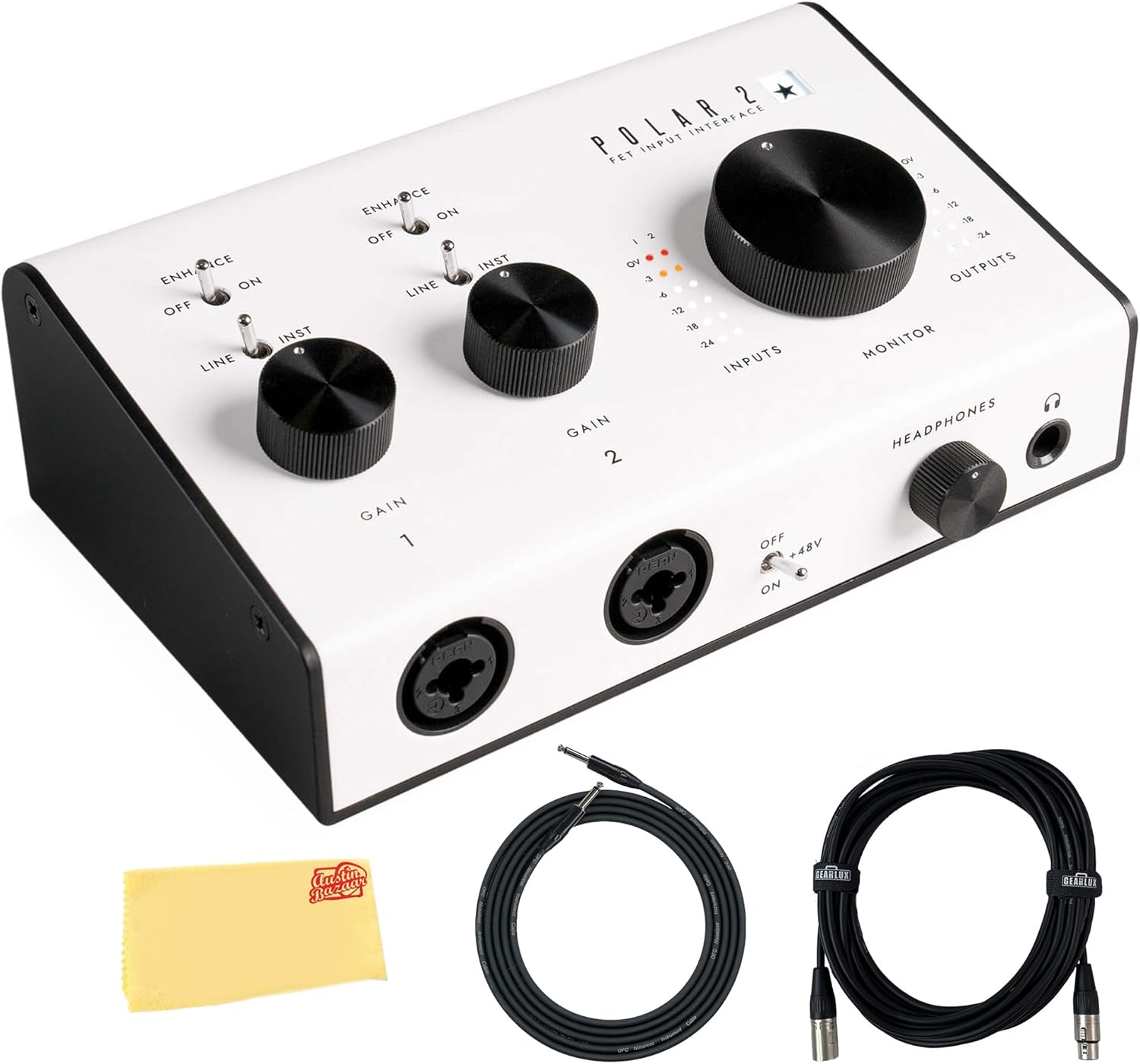Blackstar POLAR 2 Two-Channel USB Audio Interface for Guitarists Bundle with Instrument Cable, XLR Cable, and Austin Bazaar Polishing Cloth