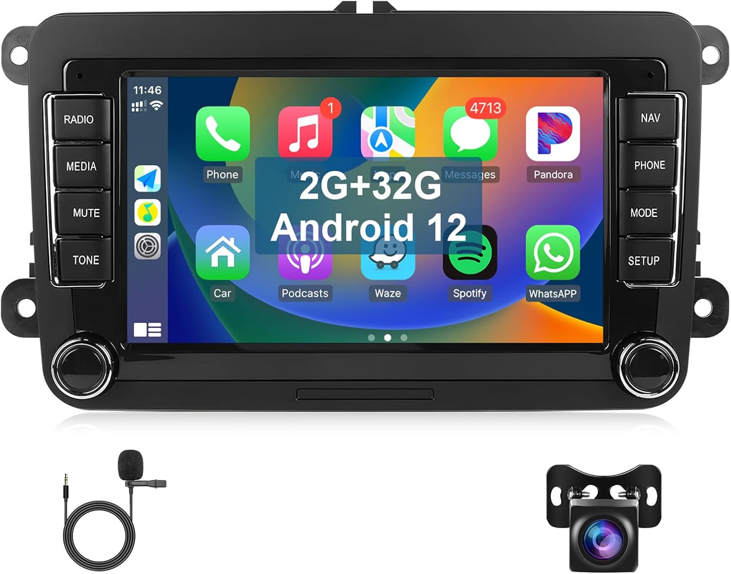 Leadfan Android Car Radio for Volkswagen VW Passat Jetta Bettle Caddy Tiguan Golf MK5 MK6 Touran Sharan for SEAT Skoda with Wireless CarPlay Android Auto, 7'' Car Stereo with Bluetooth,GPS,WiFi,Camera