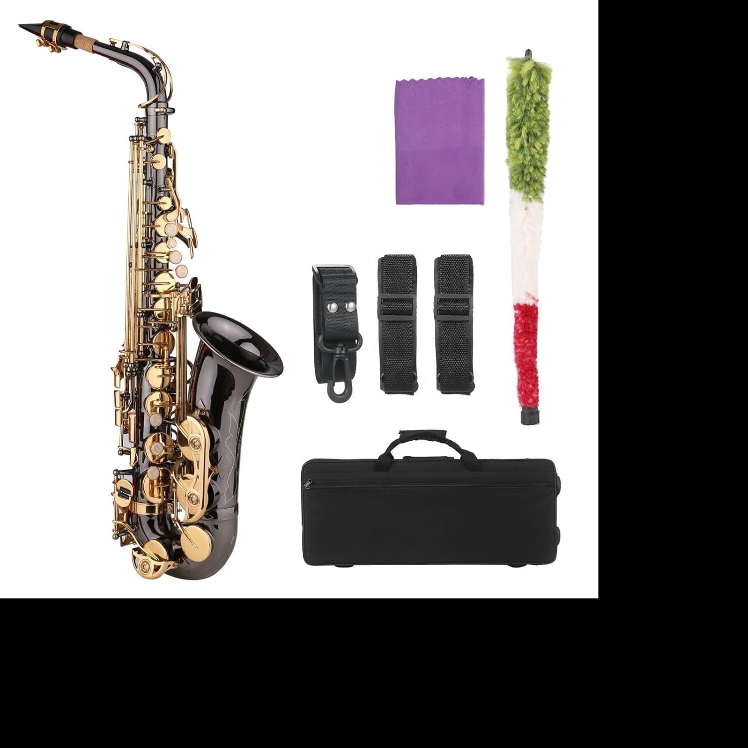 KESHUO EB E- Flat Alto Saxophone Nickel- Plated Brass Body with Engraving Keys Woodwind Instrument with Carry Case Brass Sax Beginners Kit