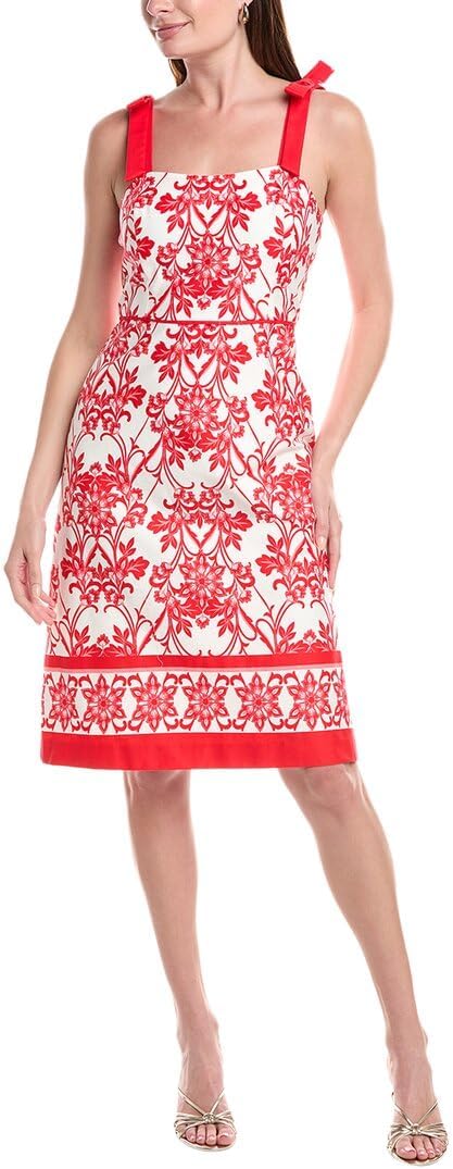 Anne Klein Womens Bow Shoulder Modern Midi Dress