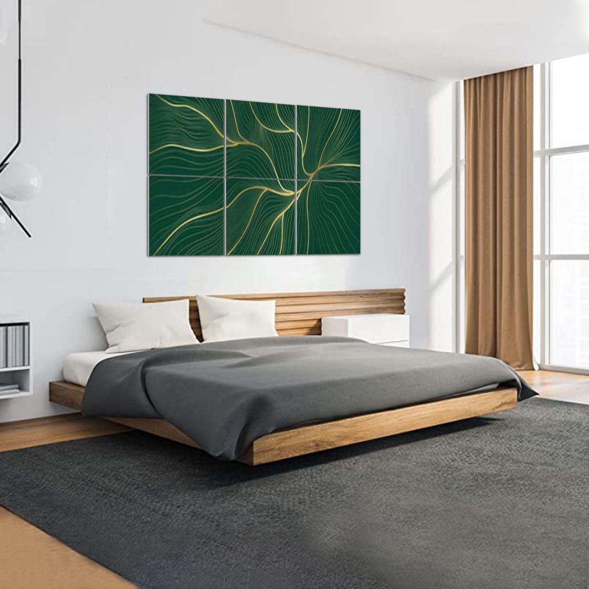 6 Pack Art Acoustic Panels Luxury Golden Emerald Abstract Line Texture Green Emerald Design For Soundproof Wall Panels Padding Decorative Sound Absorbing Panels 72