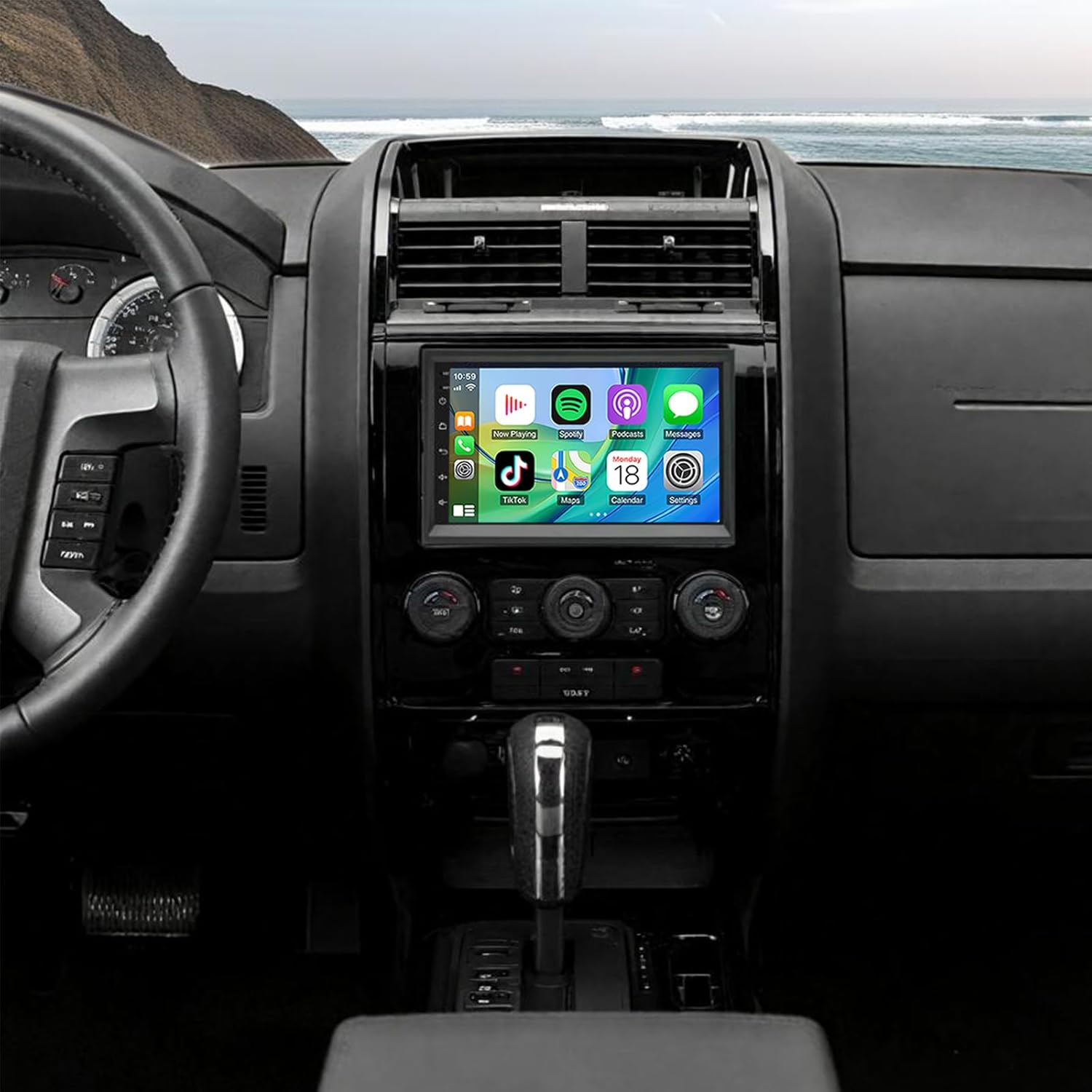 7Inch Double Din Car Stereo Radio for Ford Escape 2008 2009 2010 2011 2012-4G+64G Car Audio Receiver with Carplay/Android Auto,Built-in GPS Bluetooth WiFi FM RDS DSP SWC + Backup Camera