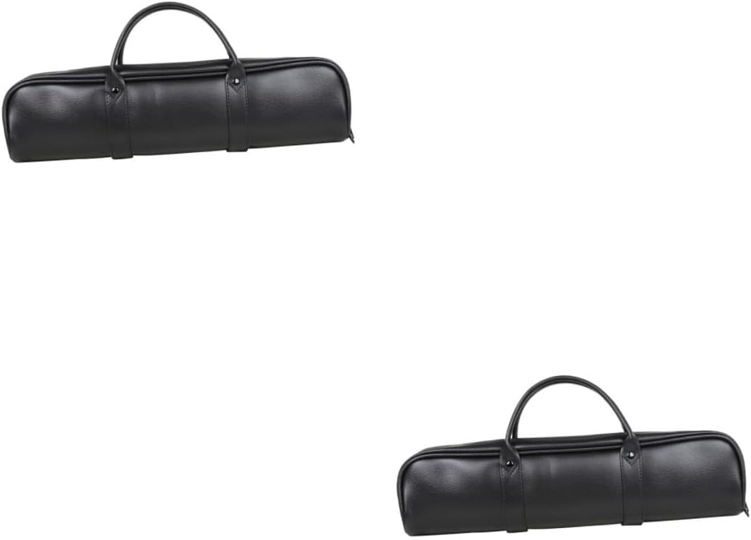 Milisten Durable Leather Flute Storage Bag Portable Carrying Case for Flute High Grade Black Leather Practical Wear Resistant for Outdoor Performances