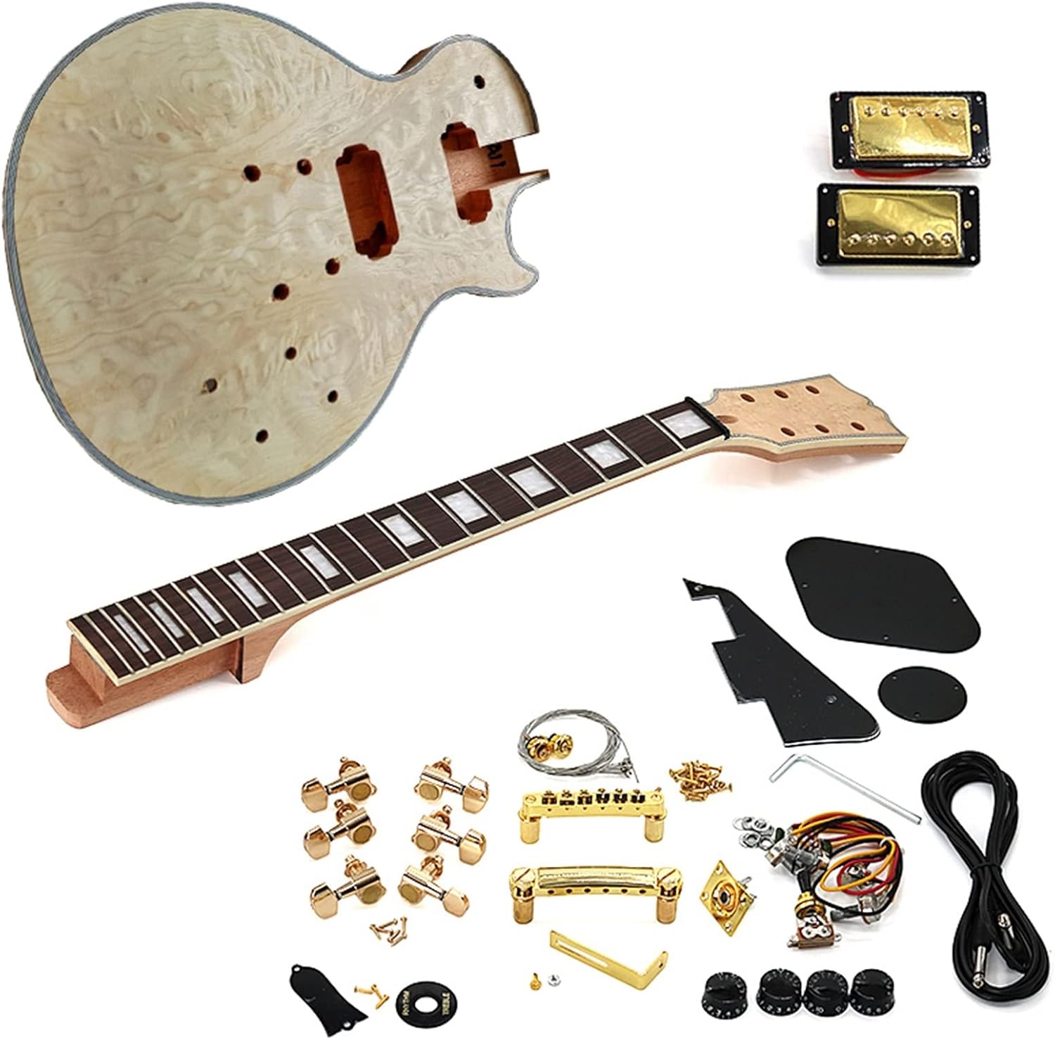 DIY Electric Guitar Kit Beginner DIY Electric Guitar Kit Flame Maple Veneerr Mahogany Okoume Body Neck Fingerboard