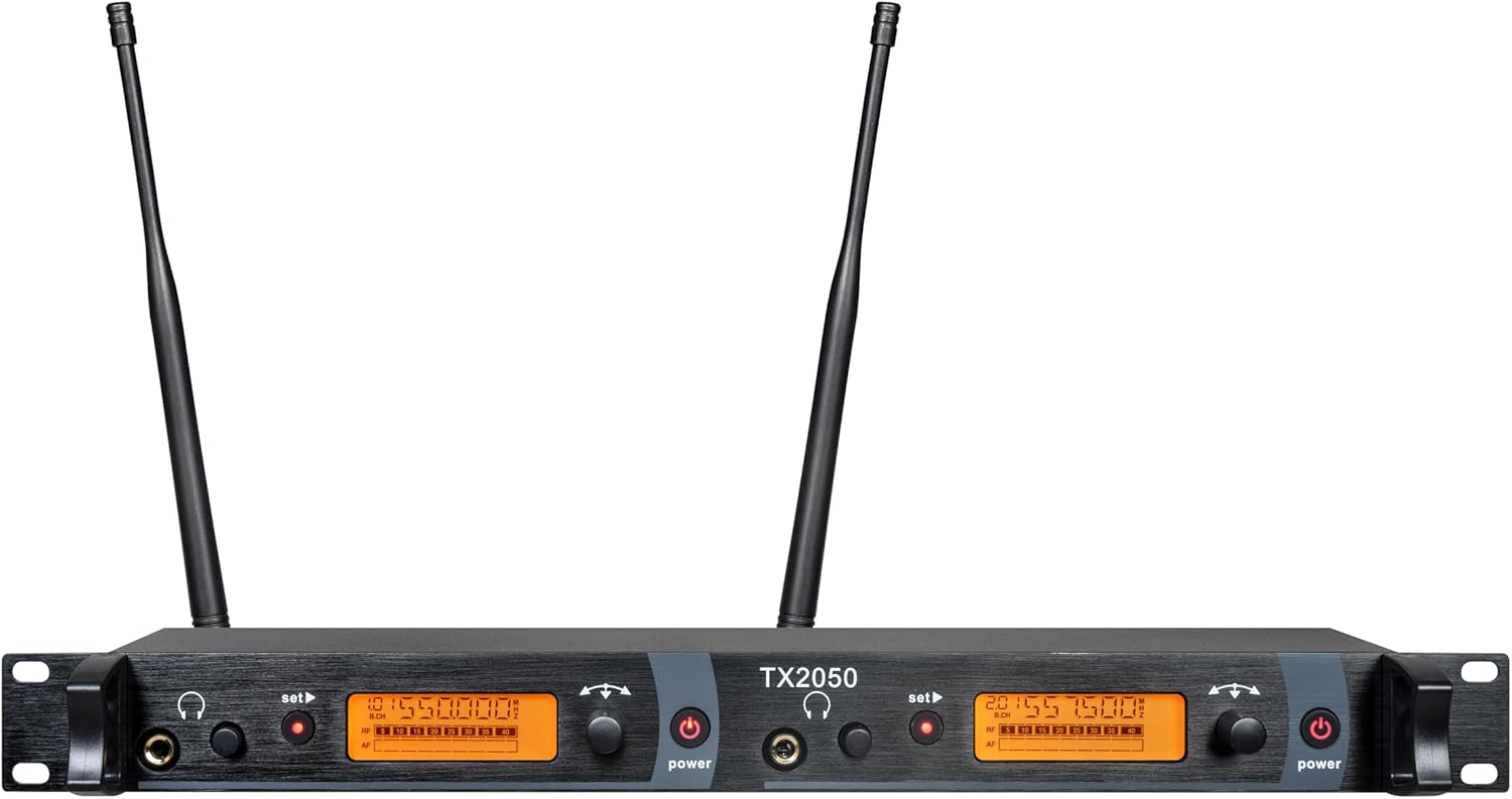 Wireless in Ear Monitor System 2 Bodypacks UHF Transmitter Recording Headphones 2 Receivers 2 Channel Frequency B Monitoring with in Earphone for Stage Studio Church Band School