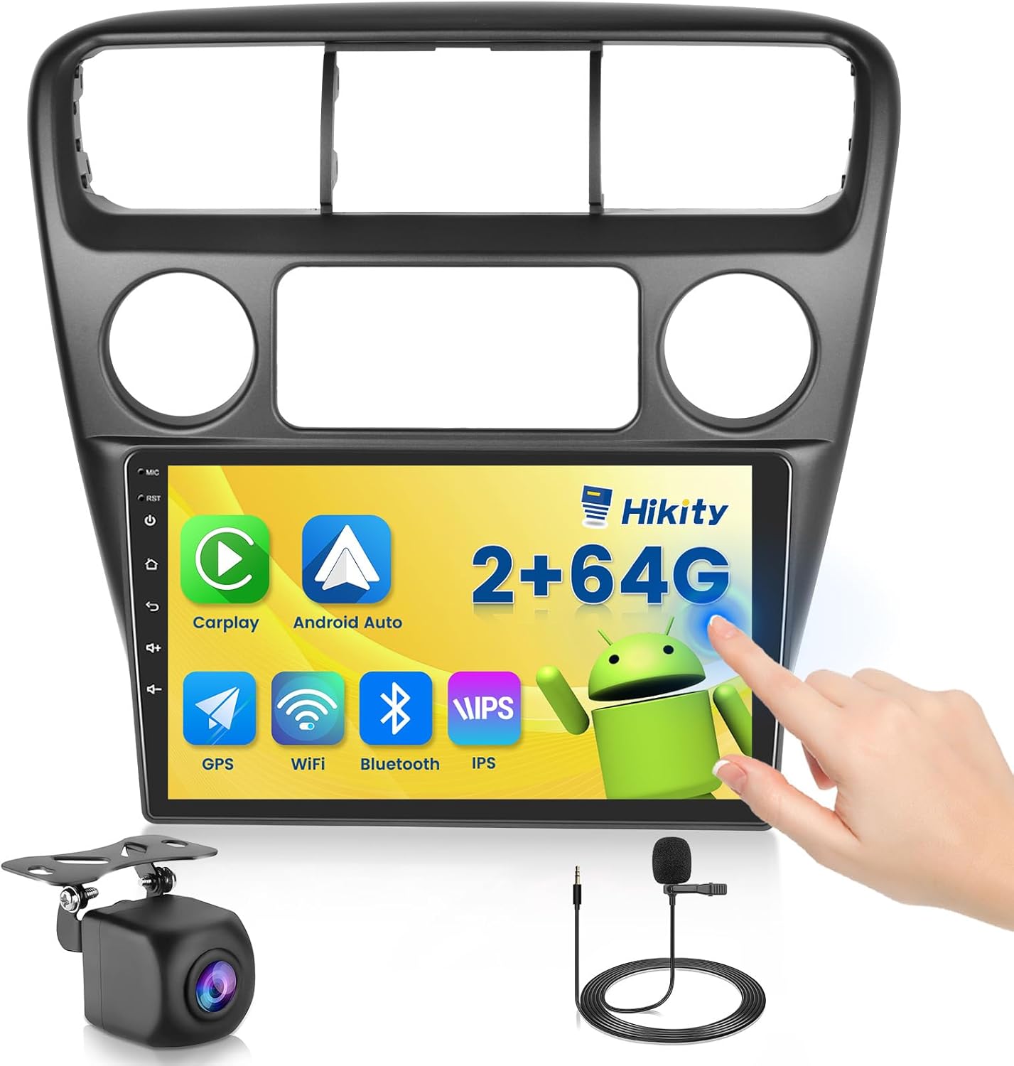 [2+64G] Hikity Android 15 Car Stereo for Honda Accord 6th 1998-2003 with Wireless Carplay Android Auto, 9