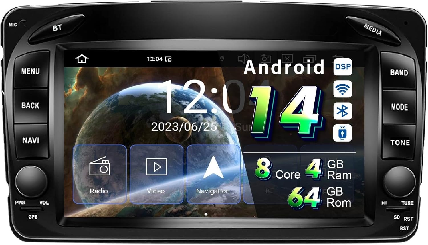 EGOSONIC Android 14 Car Stereo 7inch for Benz W168 W203 W209 W639 Vaneo W463 C208 W208 W170, 8Core (4+64GB), Wireless Carplay Android Auto, DSP+, Support 4G WiFi BT GPS Navigation SIM Card Slot