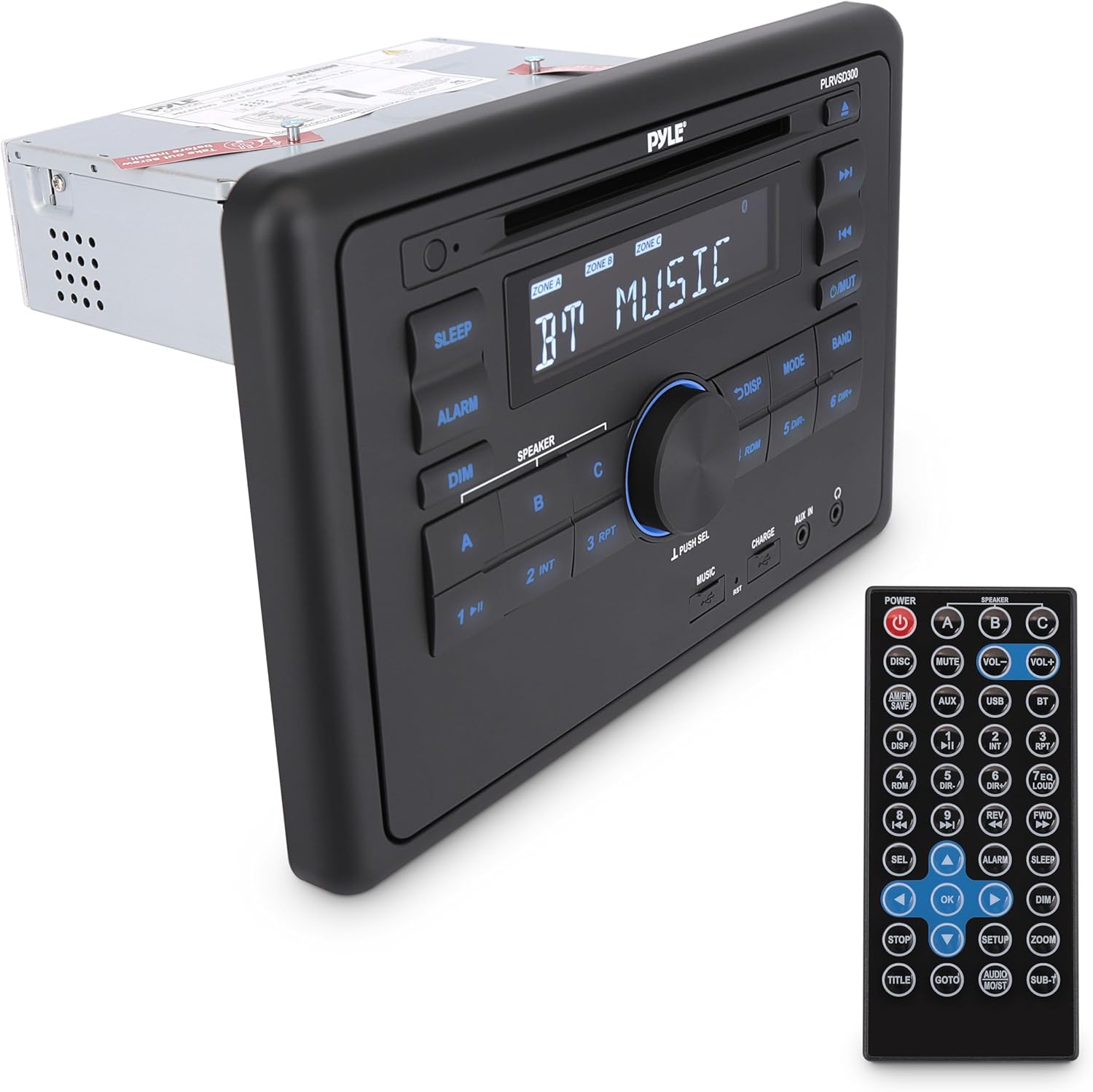 Pyle Digital Mobile Receiver System with Bluetooth, 200 Watt Max Universal Standard Single DIN Size Head Unit, LCD Display, Multimedia Disc/AUX/RCA/HDMI Connector, and USB Flash Drive Reader