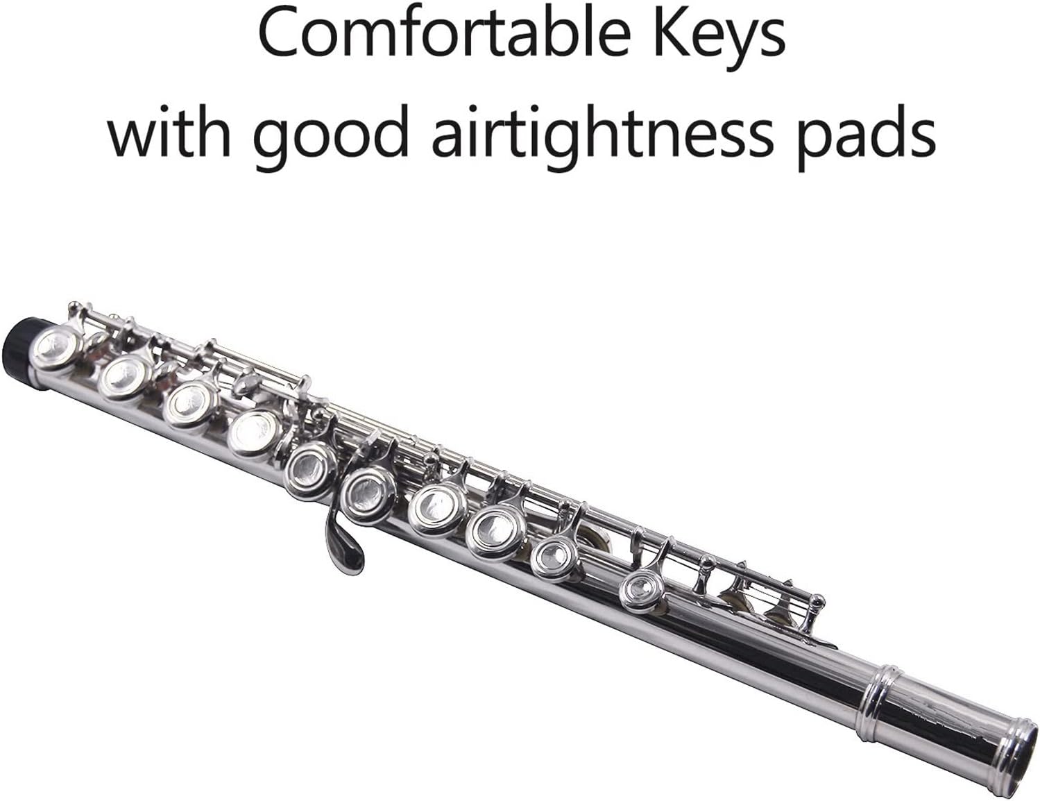 Flute Kit Closed Hole C Flute 16 Keys Cupronickel Nickel-Plated Wind Instrument with Carry Case Cleaning Cloth Gloves Mini Screwdriver Intermediate Flute