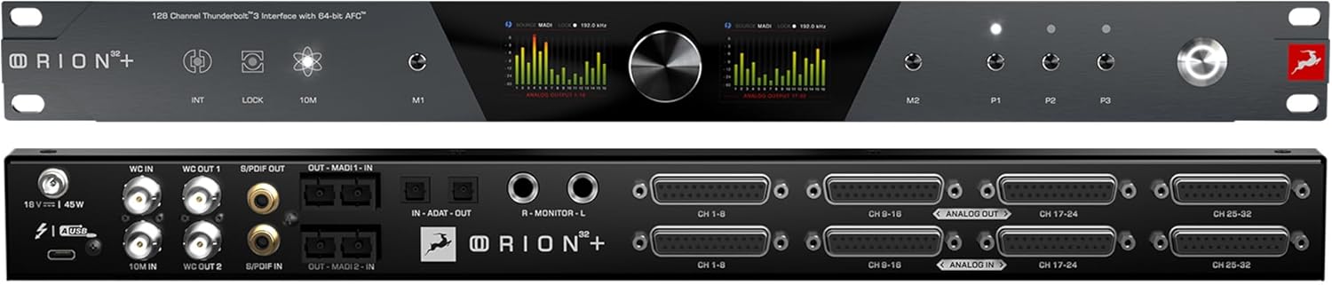 Antelope Audio USB Audio Interface w/32 Channel Mixing, Recording Studio Equipment for Production — Thunderbolt 3 Pro Audio Device Orion 32+ Gen 4 for PC Computer — Windows, macOS