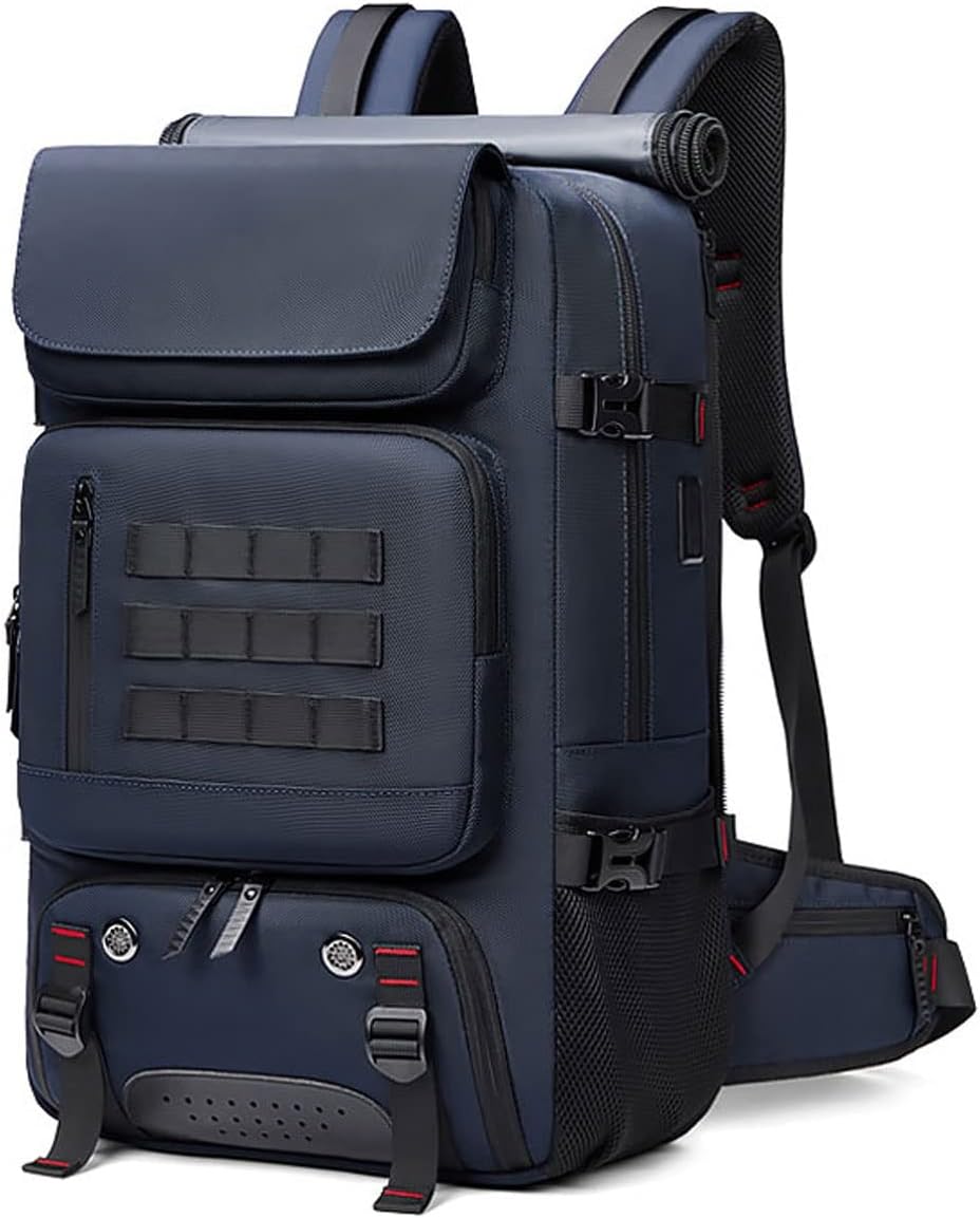 Laptop Backpack with Burglar-Proof Spring, Multifunctional Men's Backpack, 60L Large-Capacity Short-Distance Travel Sports Bag (Gray : Blue)