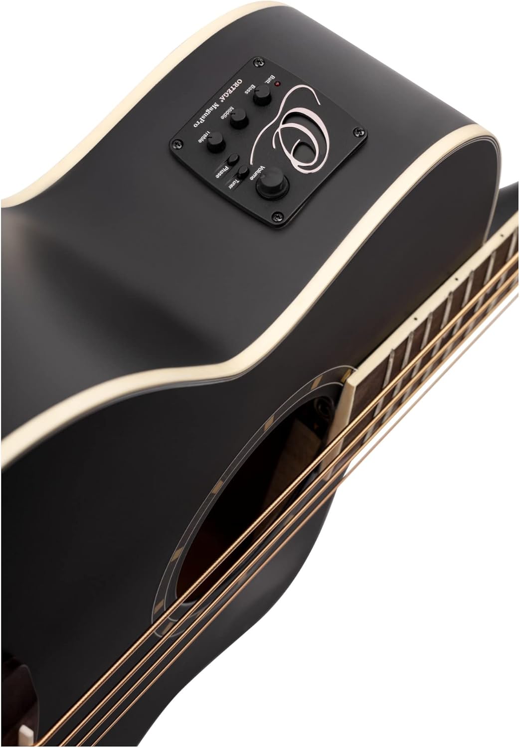 Ortega Guitars Deep Series 4 String Acoustic Bass Guitar, Right-handed, Black, (D7CE-SBK-4)