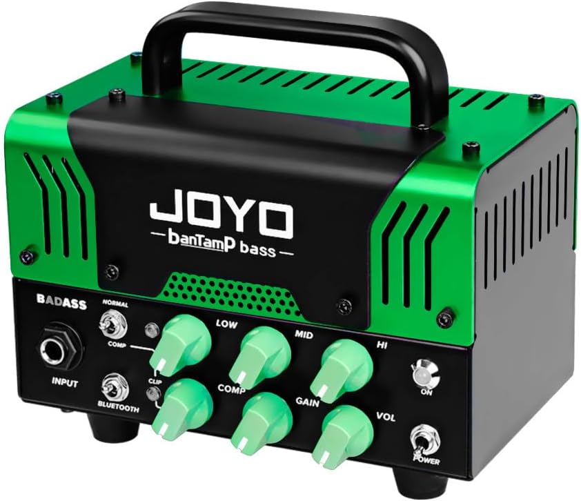 JOYO Bass Mini Amp Head 50 Watt Preamp Hybrid Tube Power Amplifier Head with 3 Band EQ & Bluetooth (No Sound,Need Extra Speaker) Badass