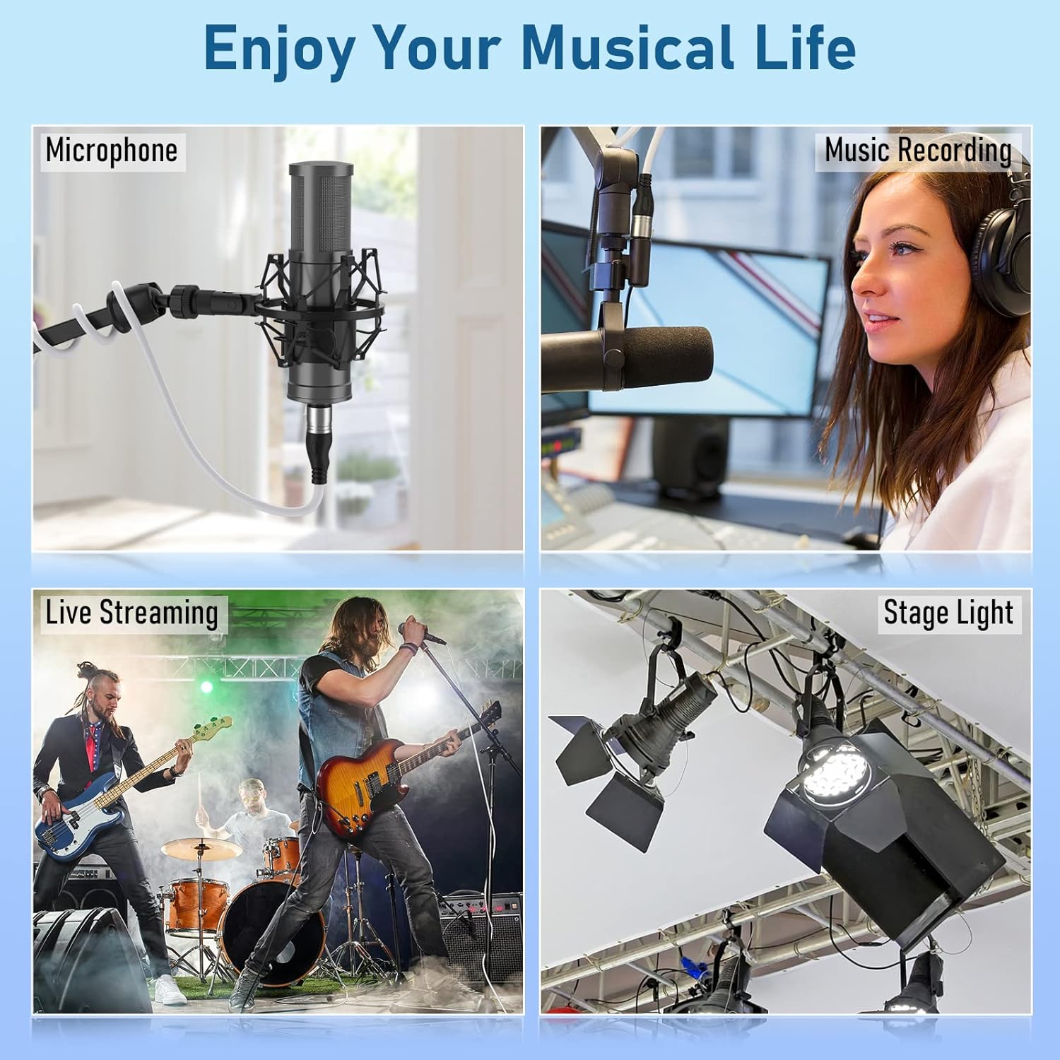 EBXYA White XLR Cable 50ft 2 Packs& XLR Cable 25ft 6 Packs