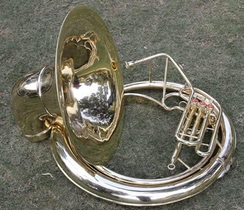 Brass Sousaphone 25 Valve Big Tuba Full Brass W/Bag Silver Finish Tubas