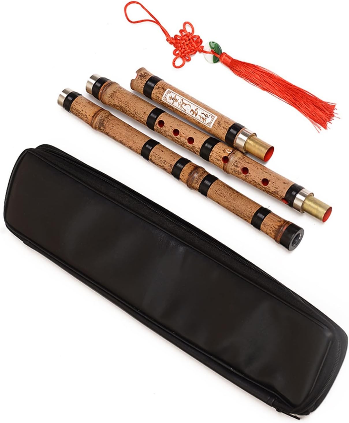 TSTS Chinese Bamboo Flute Three-Section Xiao Professional Purple Bamboo Flute Beginners Practice 8-Hole G/F Key Wind Instrument (Color : G)