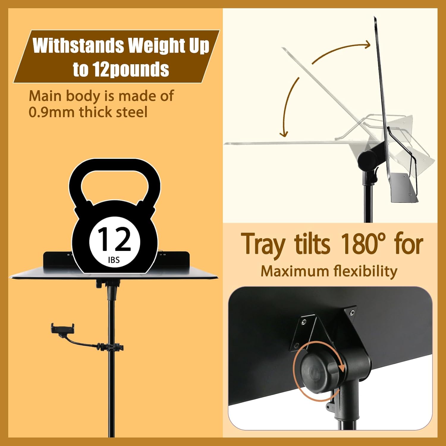 EASTROCK Gold/Nickel Alto Saxophone E Flat Sax and Metal Sheet Music Stand