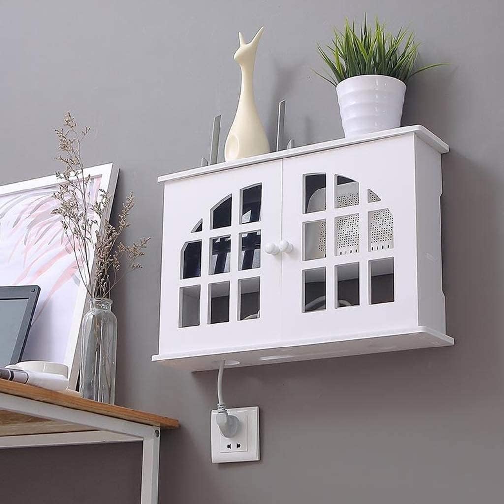 WiFi Router Modem Cable Power Plug Wire Storage Boxes Wall Mount Floating Shelf Multi-Function Storage Rack