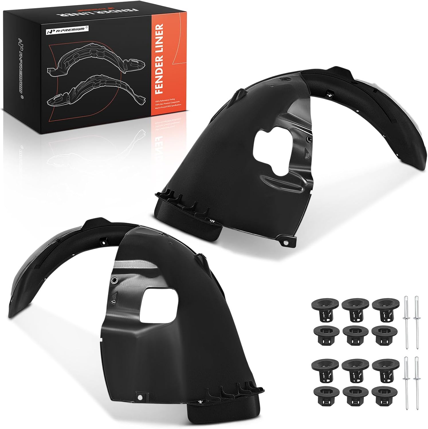 A-Premium Pair Front Inner Fenders Liner Splash Shield Set with Clips & Insulation Foam - Compatible with Kia Sportage 2023 2024 - Factory Fresh (PP), Not Refurbished or Recycled