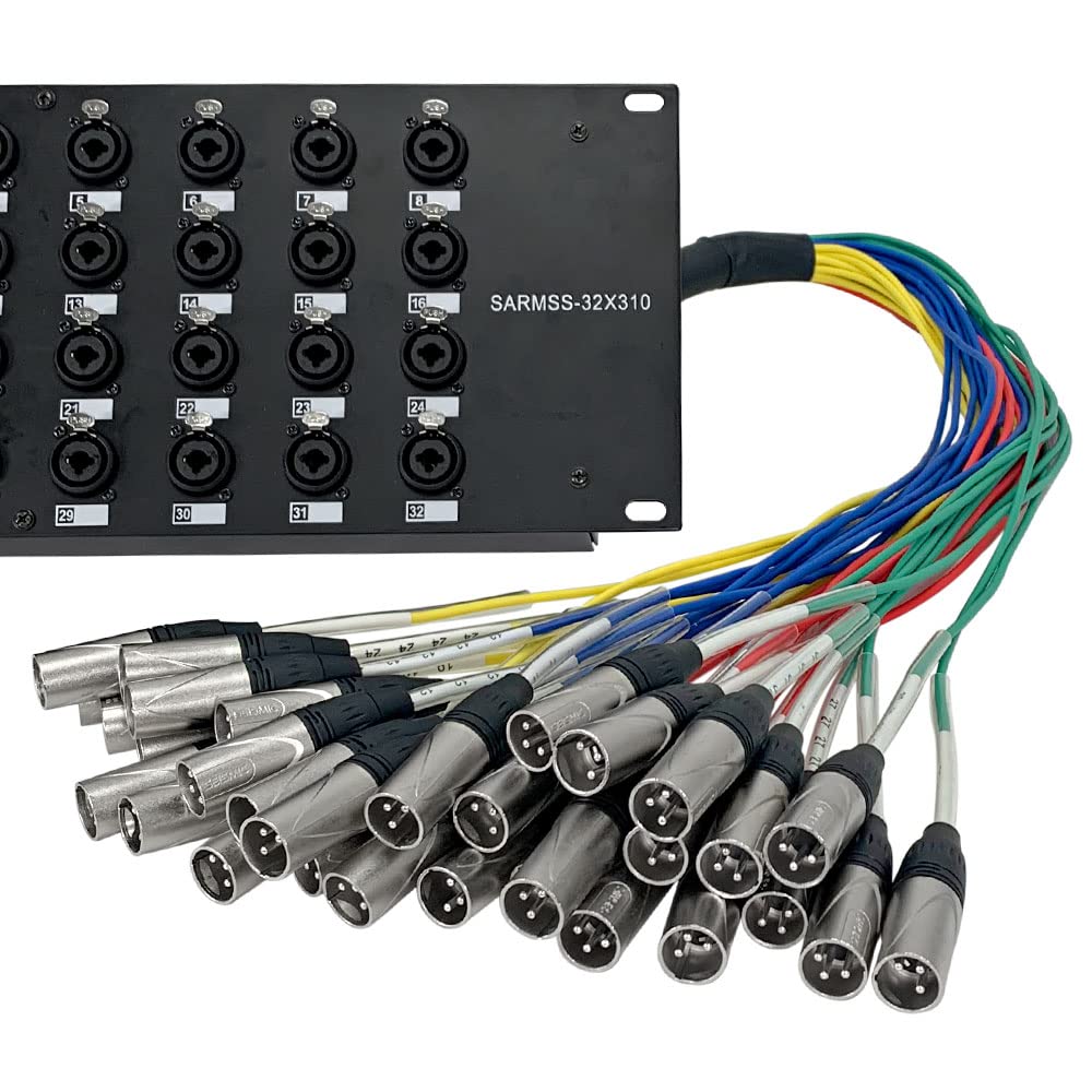 Seismic Audio SARMSS-32x310-32 Channel XLR TRS Combo Splitter Snake Cable - 3' and 10' XLR Trunks