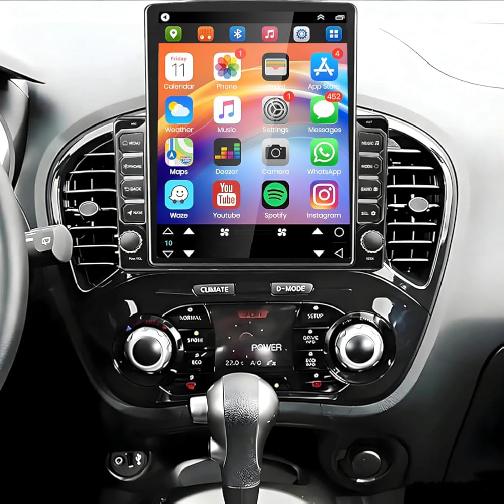 Car Stereo Radio Compatible for Nissan Juke 2010-2014 with Carplay Android Auto GPS Navigation 9.7in Touchscreen Car Radio Player with Bluetooth WiFi FM SWC Mirror Link Split Screen + Backup Camera