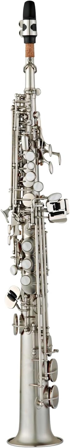 Antigua Winds PowerBell Professional Bb Soprano Saxophone (Yellow brass/classic nickel-plated/enlarged bell/new neck design/ergonomic design/hand engraving/ABS case)/WRSS4290CN