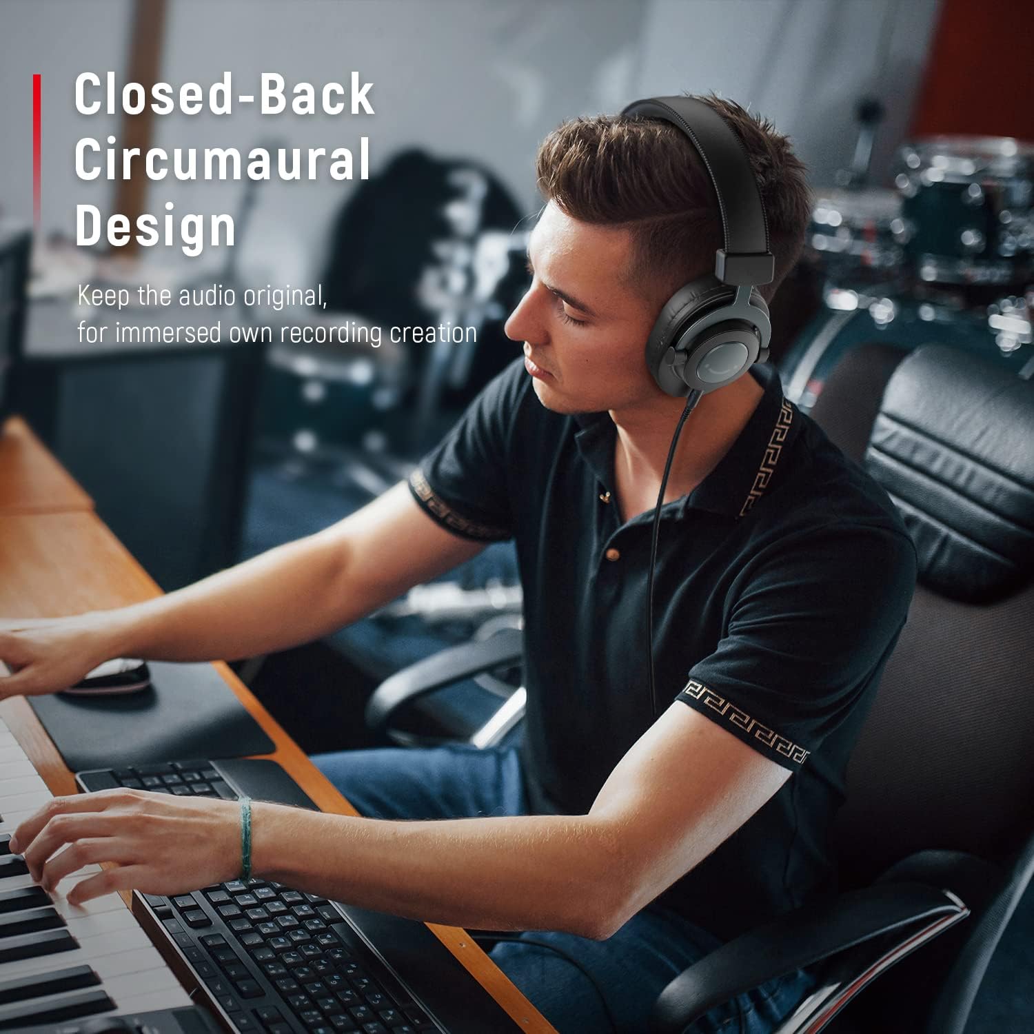 FIFINE Studio Microphone 6.35mm/3.5mm Headphones Bundle, USB PC Condenser Microphone with Scissor Arm Stand, Shock Mount, Monitor Over-Ear Headphones, for Instruments Recording Podcasting (T669+H8)