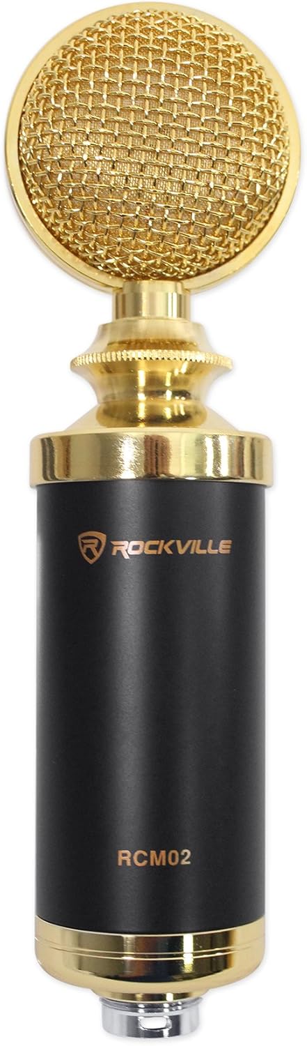 Rockville RCM02 Bundle: Studio Recording Condenser Microphone with Metal Shock Mount, iSTAND 85 Dual Desktop Boom Arm and Gooseneck Mic Stand, 2 Items