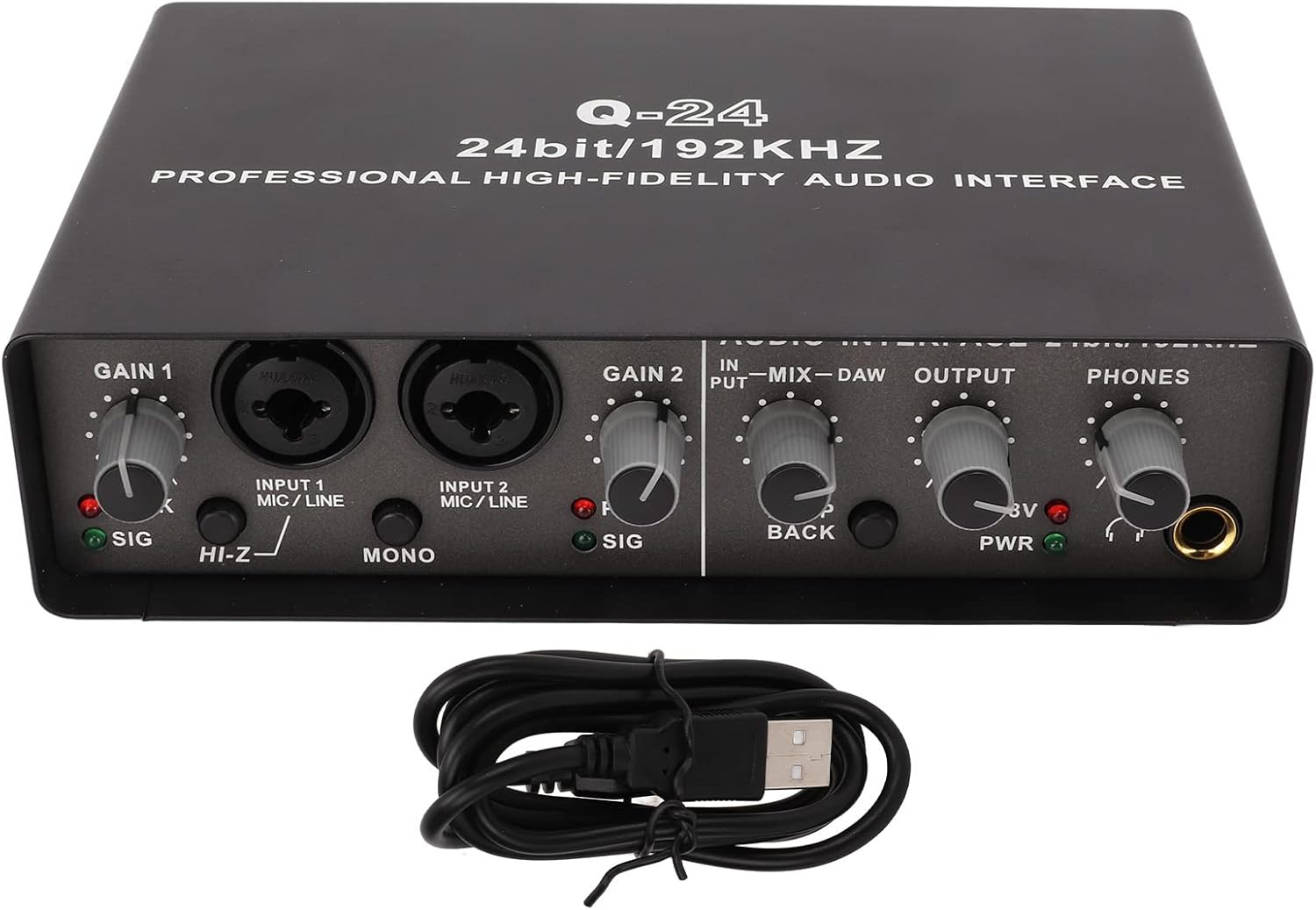 USB Audio Interface for Studio Recording, Support 24 BIT 192KHZ HD Sound Quality, Audio Interface USB2.0 Connection for the Guitarist, Vocalist, or Producer